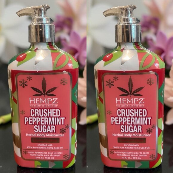 Hempz Crushed Peppermint Sugar Herbal Body Moisturizer 17 oz_ 2 units